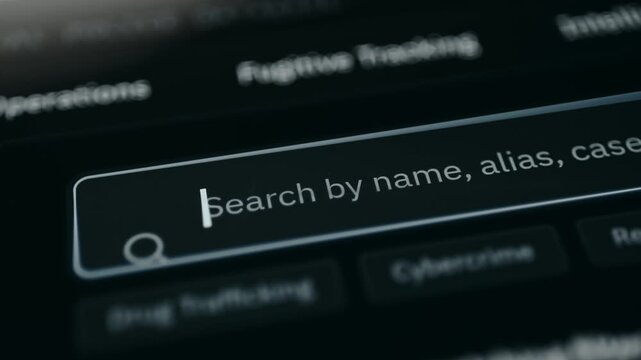 Active search bar by name, alias, case number from a criminal police database