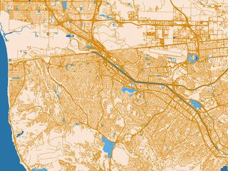 Fototapeta premium Urban cartographic illustration — Tijuana, Mexico