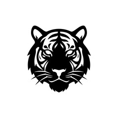 Fototapeta premium Artistic Tiger Head Silhouette Brush Stroke Vector Icon