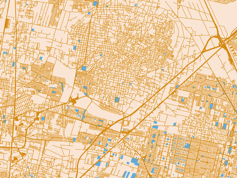 City layout poster &mdash; Tultepec, Mexico &ndash; mustard-gold streets on cream