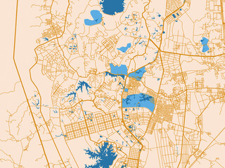 Fototapeta premium Urban planning style map of Nay Pyi Taw, Myanmar