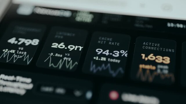 Live KPI cards, TPS, P99 Latency, Cache Hit Rate, Active Connections