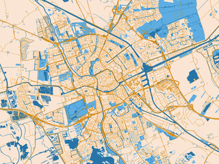 Fototapeta premium Urban grid map of Groningen, Netherlands