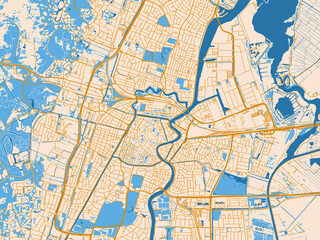 Fototapeta premium City map poster of Haarlem, Netherlands – golden linework with blue water