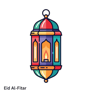 Colorful Eid Al Fitar Lantern Illustration 1.