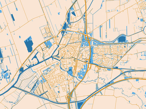 Urban planning style map of Meppel, Netherlands