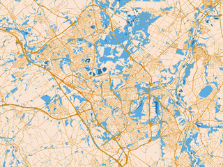 Fototapeta premium City map of Parkstad, Netherlands – golden linework with blue water