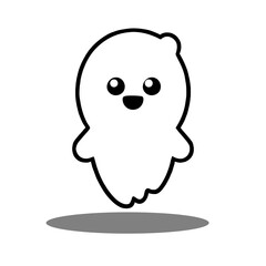 Obraz premium A cute cartoon ghost floating in mid-air with a happy expression