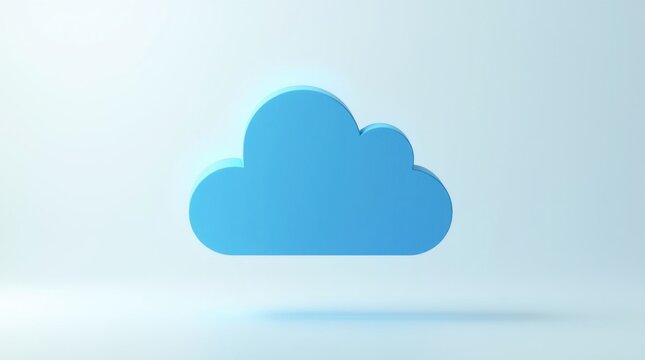 Icono de almacenamiento en la nube con forma de figura 3D flotando en el aire