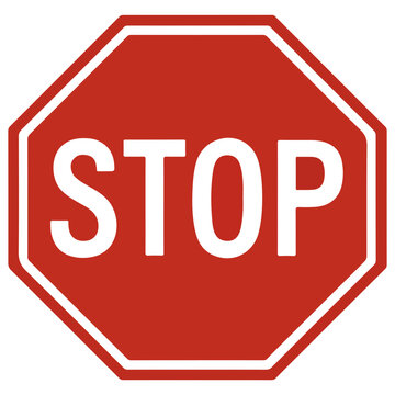 Red stop sign with white lettering red sign traffic sign