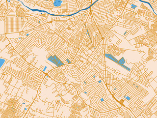 Obraz premium City map of Angeles City, Philippines – cream map with golden roads