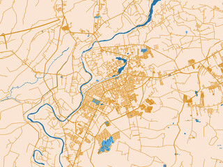Fototapeta premium City map poster of Cabanatuan City, Philippines – cream map with golden roads