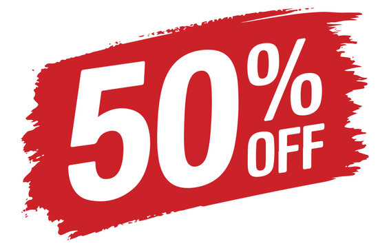 Red fifty percent off discount sign 50 percent off 1