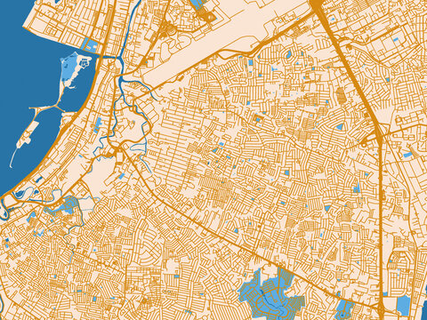 Clean urban street map of Paranaque City, Philippines