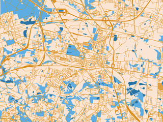 Fototapeta premium Street network map of Bytom, Poland, light cream and blue contrast