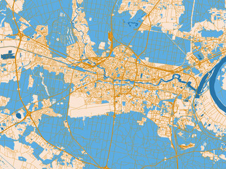 Fototapeta premium Graphic city map artwork of Bydgoszcz, Poland