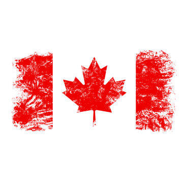 Canada national flag distressed maple leaf grunge style Isolated on transparent background