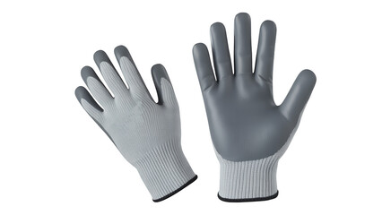 Obraz premium Pair of gray and white gloves protective work isolated on a transparent background