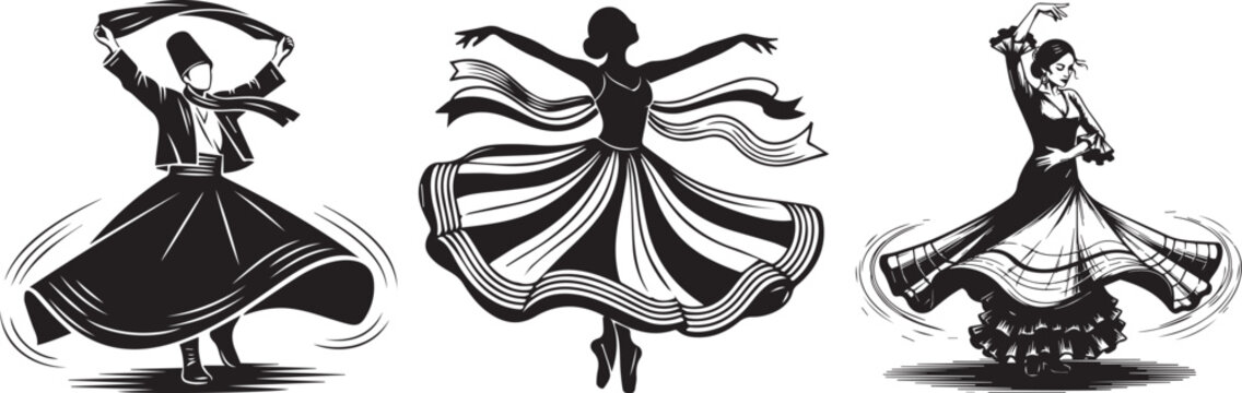 Whirling dervish in traditional attire performing sufi dance