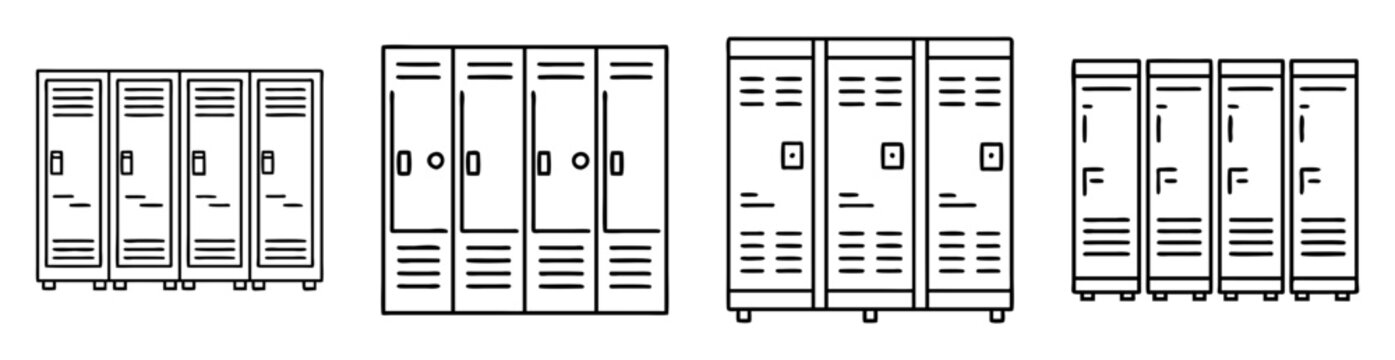 Illustration of rows of various storage lockers suitable for school gyms