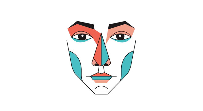 Abstract Geometric Face Illustration, Modern Art Portrait, Minimalist Design