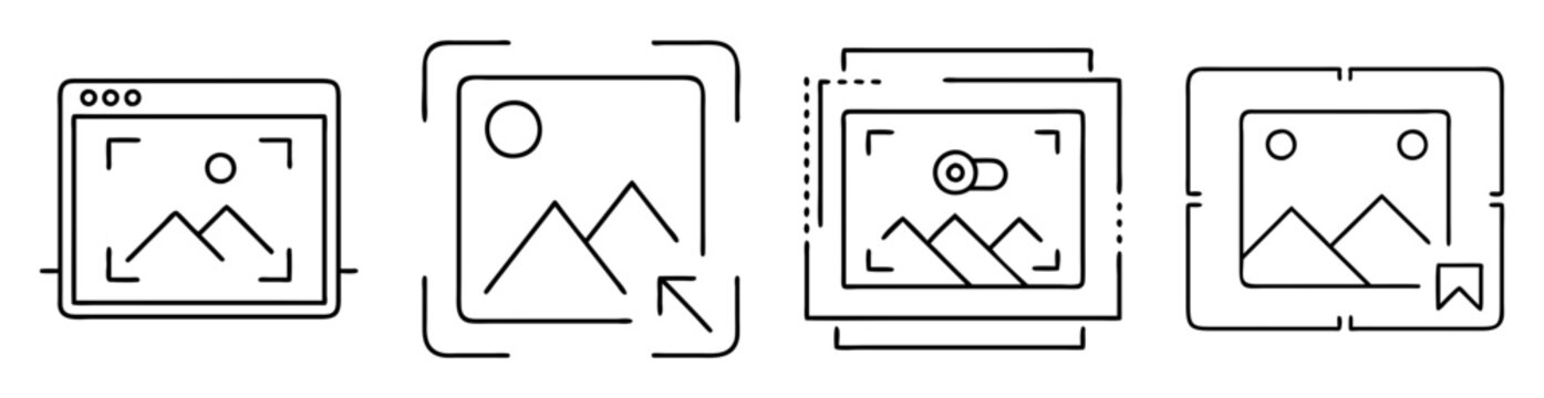 Depicts icons representing different functionalities for editing and organizing digital images