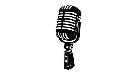 Fototapeta premium Vintage microphone illustration a striking black shape silhouette