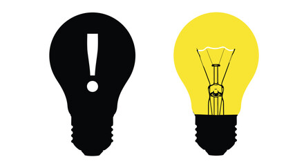 Naklejka premium Two lightbulbs one dark and one bright a conceptual silhouette