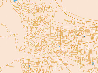 Fototapeta premium City map poster of Jericho, Palestine – mustard-gold streets on cream