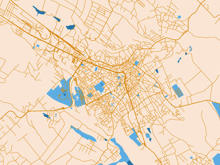 Fototapeta premium Street map of Botosani, Romania in cream map with golden roads