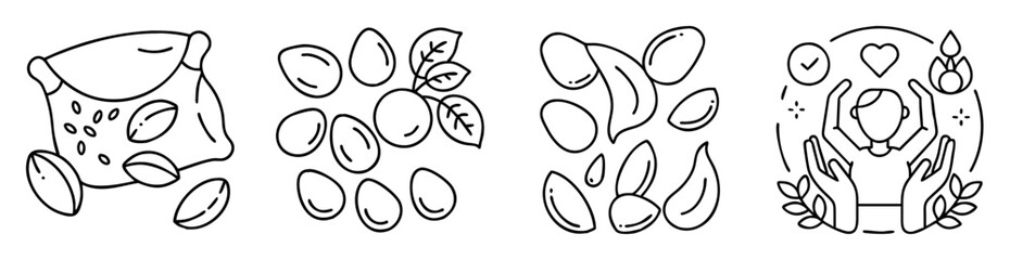 Obraz premium Sustainable Farming and Healthy Living Icons Depicting Seeds, Growth, and Nurturing