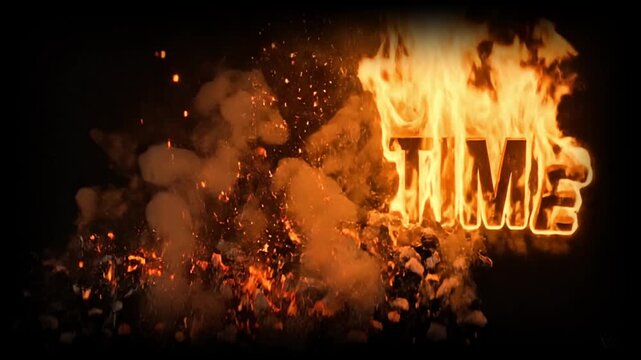 The word LIMITED TIME is burning with flames, depicting the concept of time running out or being destroyed