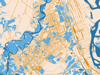 Fototapeta premium Simplified city layout of Angarsk, Russian Federation