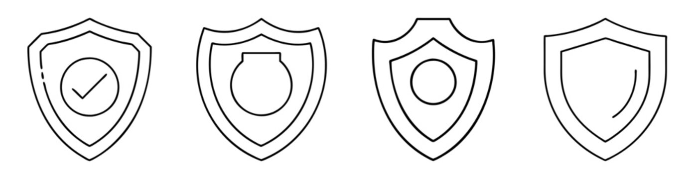 Four shield icons representing different levels of protection in simple design