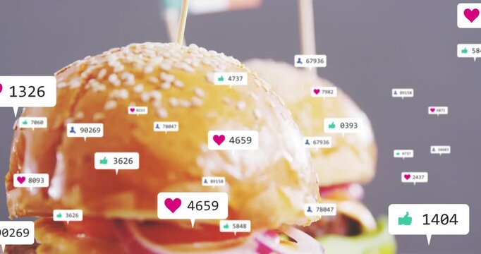 Sesame slider with cheese, lettuce, camera zooming in, social badges popping, boosting food ads