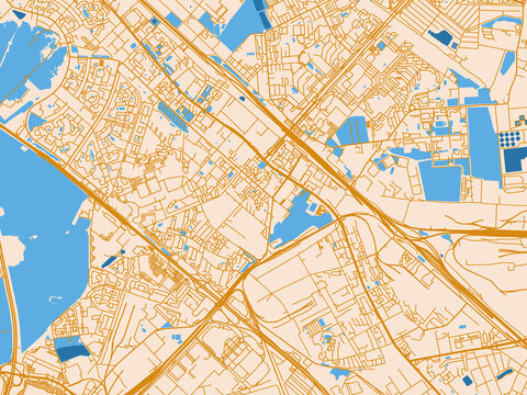 Street map of Lyubertsy, Russian Federation in cream map with golden roads