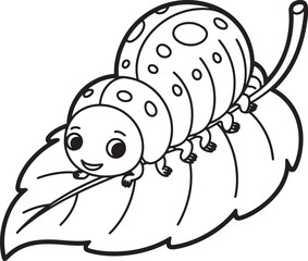 Fototapeta premium Kleurplaat rups prachtige insect line art premium quality