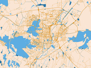 Fototapeta premium Road network map of Saransk, Russian Federation