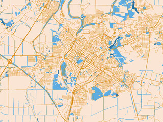 Naklejka premium Urban planning style map of Shakhty, Russian Federation