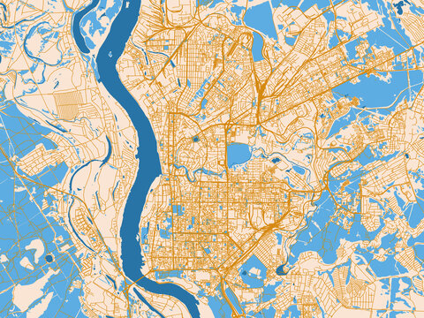Urban planning style map of Tomsk, Russian Federation