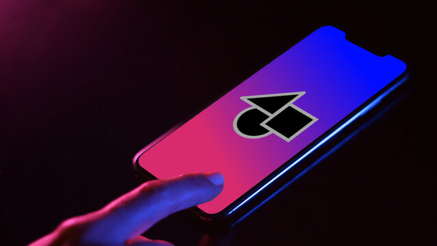 Mobile Dark Mockup 5 Dolly Color &ndash; Modern Smartphone Screen in Dark Theme, Black Device Presentation with Touch Gestures for App UI UX Showcase and Social Media Content