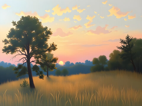 sunset, nature, landscape, sky, horizon, dusk, evening, twilight, glow, light, clouds, mountain, hills, valley, river, lake, forest, trees, land, outdoor, peaceful, calm, beauty, scenic, travel, touri