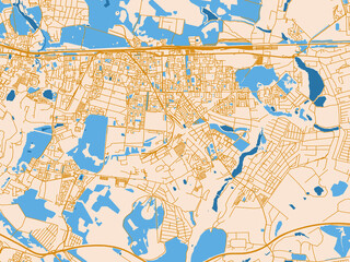 Fototapeta premium Graphic city map artwork of Zheleznodorozhnyy, Russian Federation
