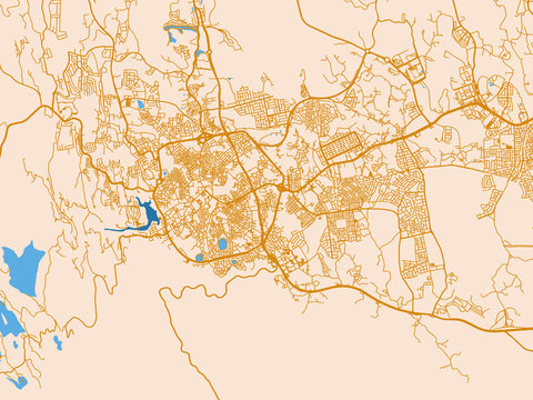 Geographic city layout of Abha, Saudi Arabia