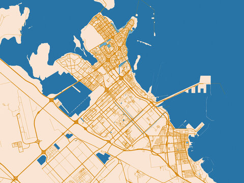 Street map of Al Jubayl, Saudi Arabia
