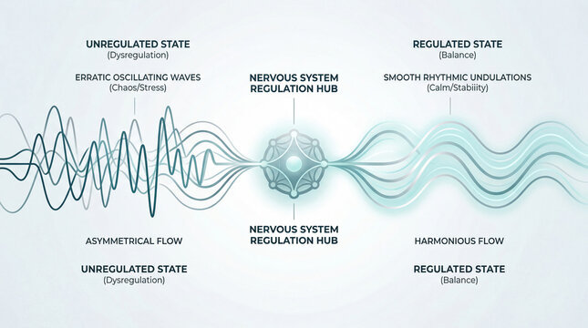 Harmonizing the mind's waves a graphic representation of how the nervous system transitions from stress to stability