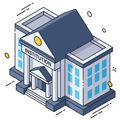 Naklejka premium Isometric illustration of a financial institution building with columns and roof