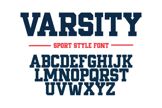 Classic college font. Vintage sport font in American style for football baseball or basketball logos and t-shirt. Athletic department typeface varsity style font. Vector 
