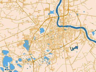 Fototapeta premium Urban cartographic illustration — Ratchaburi, Thailand