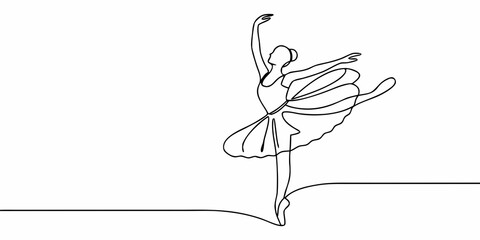 Elegant ballerina depicted in a single continuous line drawing style © Bijoy